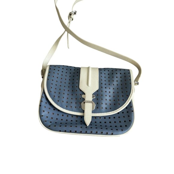 TOUS Blue White Perforated Leather Crossbody Bag w/ Dustbag - Picture 2 of 15